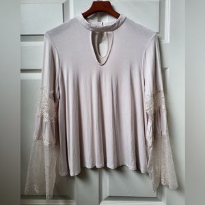 Xhilaration Choker Neck Lace Sleeve Top- Blush
